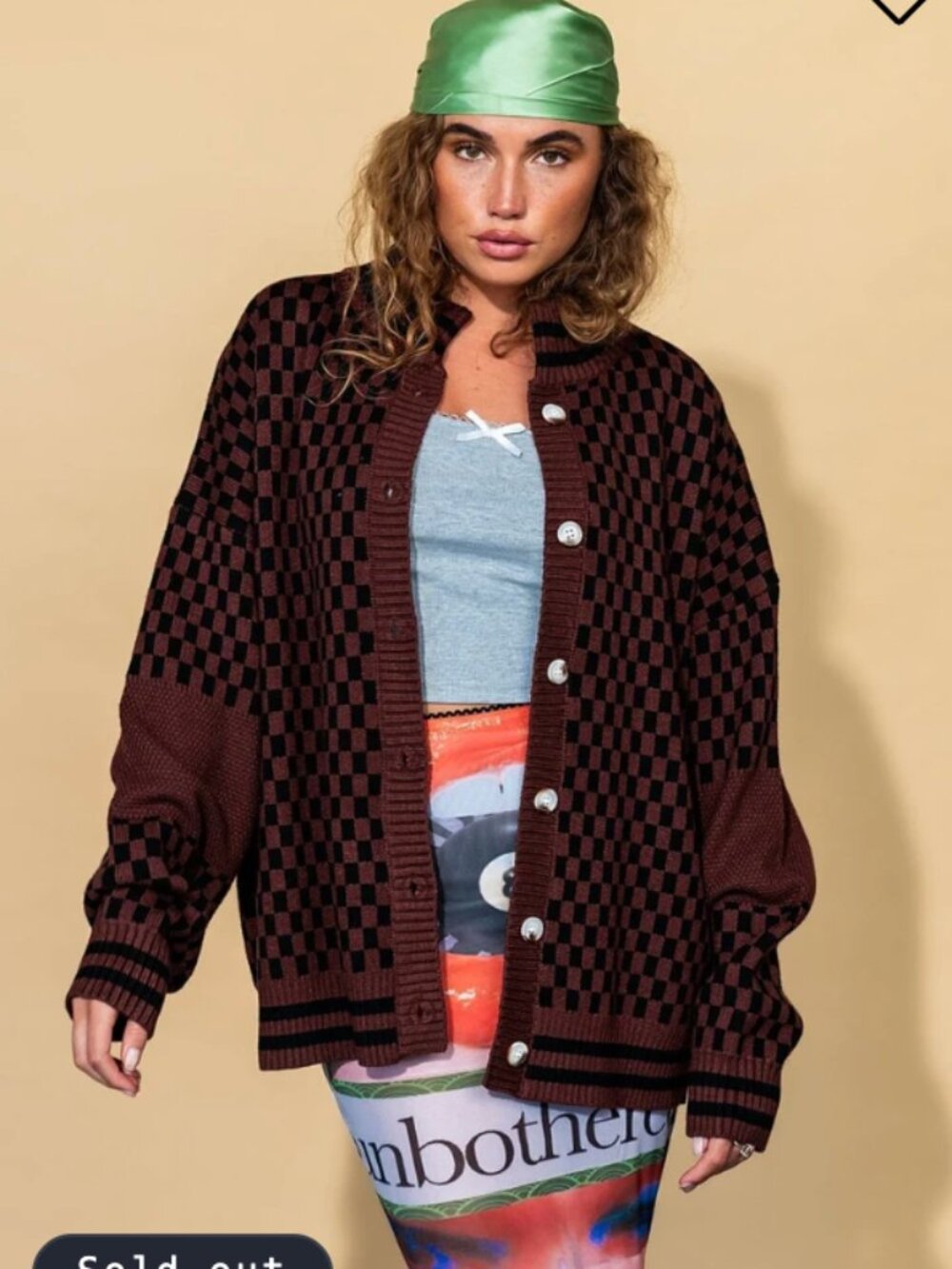 Dressed In Lala Oversized Grandpa Cardigan | Black + Brown (Size L/XL)